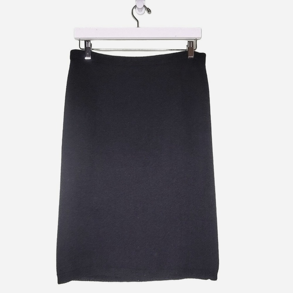 Vintage Helen Hsu Boucle Knit Pencil Skirt Black Stretch Classic Pullon‎ Minimal